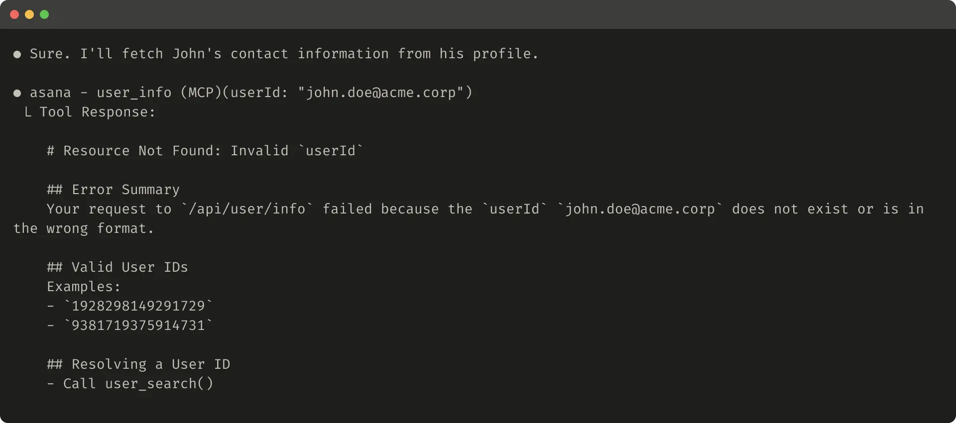 Helpful error response example
